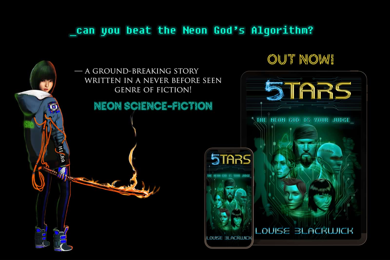 Neon Science Fiction in Five Stars: Can you beat the Neon God's Algorithm?